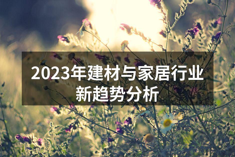 2023年建材与家居行业新趋势分析